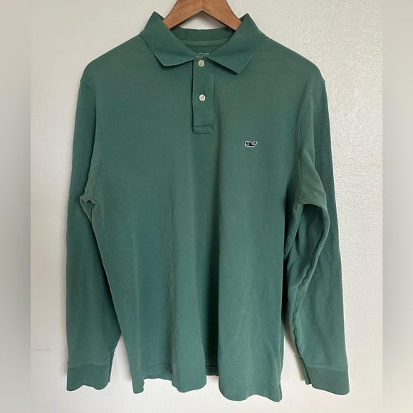 Vineyard Vines Long-Sleeve Pique Polo – Green – Men’s Medium - Picture 1 of 4